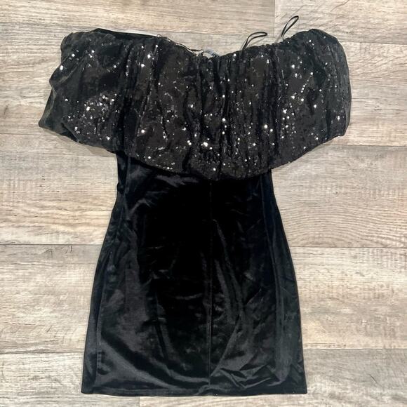 ZARA Off-Shoulder Velvet + Sequin Mini Dress 🖤✨ NWT - Picture 16 of 16